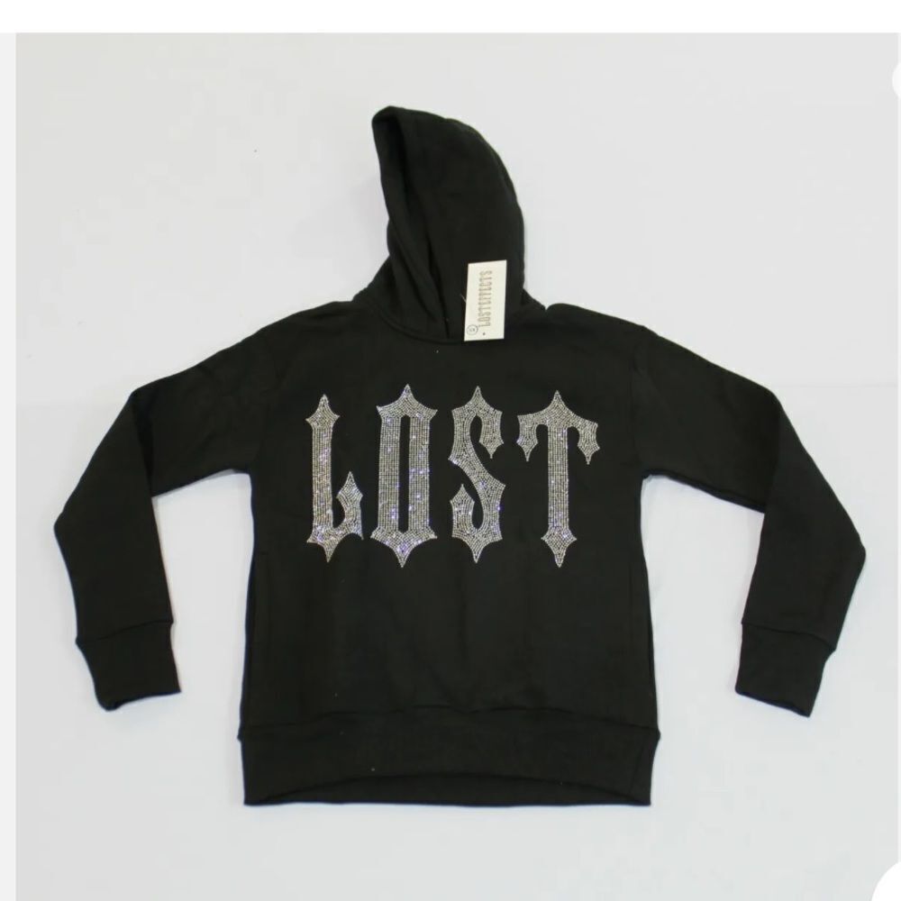 Lost Effects Unisex Shine‎ In Lost Rhinestone Hoodie Black Sz XS NWT
